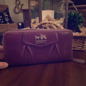 Authentic Dark Purple Leather Coach Wallet